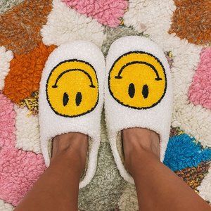 Smiley Face Plush Slippers
